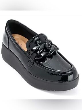 Clarks Collection Patent Black Womens Loafers - Zylah May 9